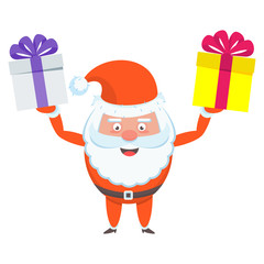 Flat vector funny happy Santa Claus character