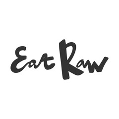 Eat raw. Green eco bio sticker for social media content. Vector hand drawn illustration design. 