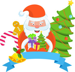 Flat vector funny happy Santa Claus character