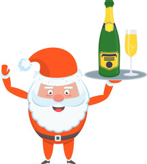 Flat vector funny happy Santa Claus character