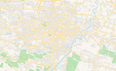 Fototapeta na wymiar Printable street map of Surakarta, Indonesia