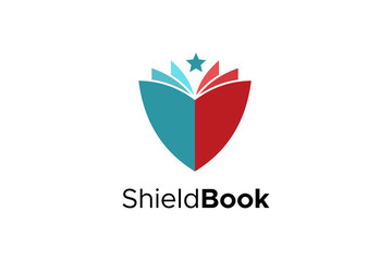 Shield Book logo Protection Security Education Logo Design