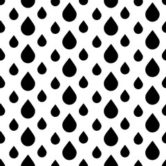Cute black and white drop pattern with flat drops. Sweet vector monochrome drop pattern. Seamless drop pattern for textile, wallpapers, wrapping paper, cards and web.