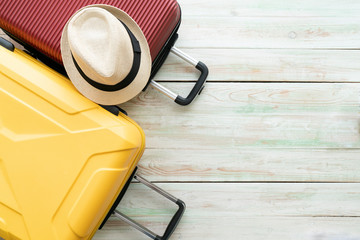 packing a luggage on the table for a new journey and travel for a long weekend, tourist destination concept © tatomm