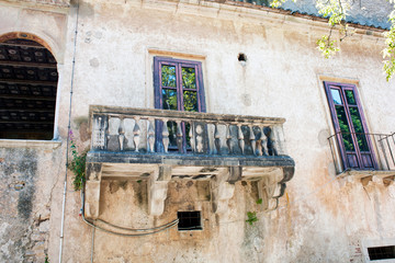 View of a balcony in the cloister of the charterhouse of Padula, Salerno, Italy © Tony