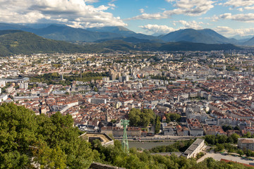 Obraz premium Grenoble, Isere, France - View to the city from the Bastille Fortress