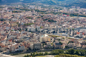 Grenoble, Isere, France - View to the city from the Bastille Fortress