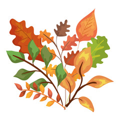 autumn branches with leafs isolated icon vector illustration design