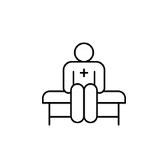 patient, bed, hospital line icon on white background