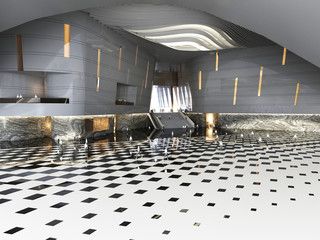 3d render of luxury building entrance hall