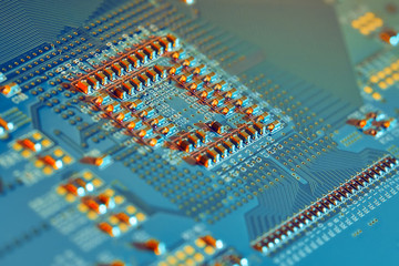 Electronic circuit board close up. 