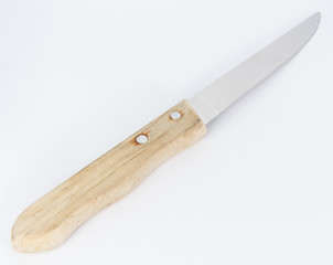 Knife with wooden handle