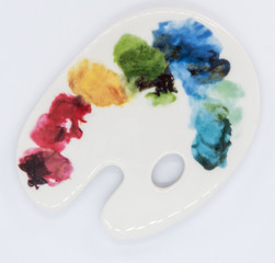 Ceramic coaster in the shape of a paint pallet