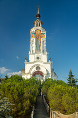 Temple-Lighthouse St. Nicholas of Myra in the village Malorechenskoye. Crimea.