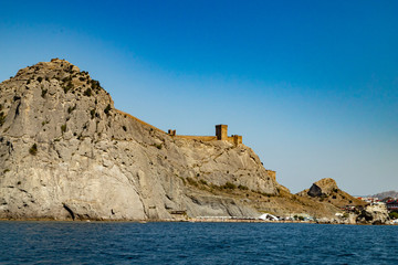 Ancient Genoese fortress in the city of Sudak, Crimea, Russia