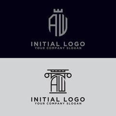 AW Logo Set modern graphic design, inspirational logo design for all companies. -Vectors