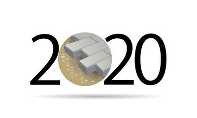 happy new year 2020. 2020 with paving blocks