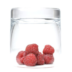raspberries in a glass