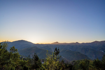 Obraz premium Autumn landscape during sunrise in Rhodopi mountains