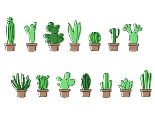 Cactus line drawing pattern, vector illustration design.