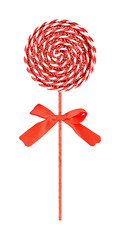 Round spiral lollipop Christmas decoration isolated