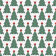 Vintage Christmas trees. Seamless vector illustration with abstract Christmas trees