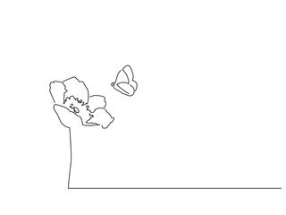 Flower line drawing, vector illustration design. Nature collection.