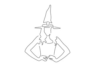 Witch isolated line drawing, vector illustration design. Halloween collection.