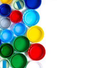 Colorful plastic cover, space for text on the right on a white background