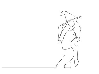 Witch isolated line drawing, vector illustration design. Halloween collection.
