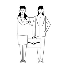 Women office friends icon,black and white design