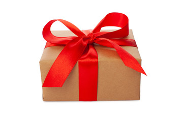 Beautiful gift box on white background. Present for Christmas