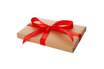 Beautiful gift box on white background. Present for Christmas