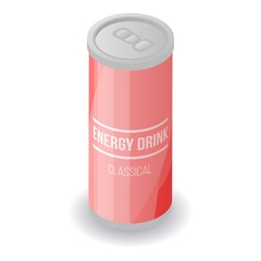 Red energy drink tin icon. Isometric of red energy drink tin vector icon for web design isolated on white background