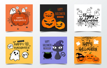 Set of halloween banner design template. Happy haloween card.