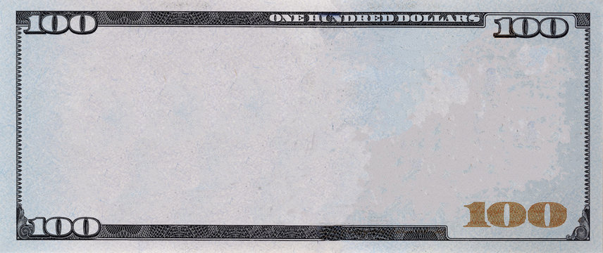 U.S. 100 dollar border with empty middle area