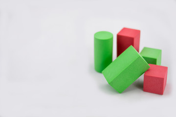 Obraz premium Colorful block constructions toy for children on white background