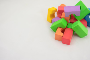 Stacked color blocks to make constructions for children