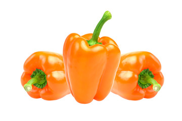 Fresh orange pepper isolated on white background.