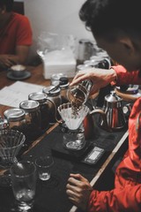man working in a cafe