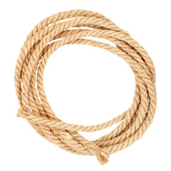 Coil of jute rope isolated on a white background - obrazy, fototapety, plakaty