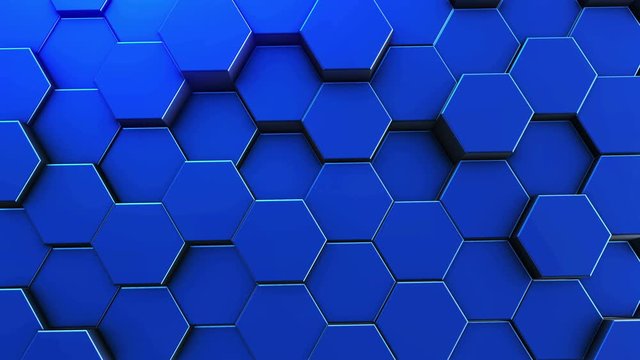 Hexagons honeycomb background abstract science design motion graphic. 3d render animation video available in 4k FullHD and HD render footage