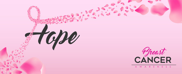 Fototapeta na wymiar Breast cancer awareness hope text banner