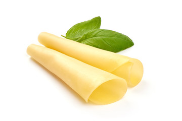 Traditional Dutch Gouda cheese, isolated on white background