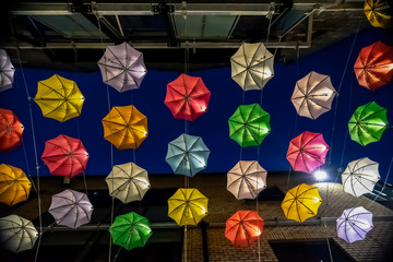 Fototapeta na wymiar Colourful Umbrellas over a Street in Dublin 