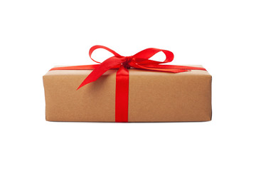 Beautiful gift box on white background. Present for Christmas
