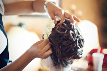 Fototapeta premium bridal hair style with flower