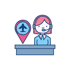 female operator with headset pin destination aviation airport