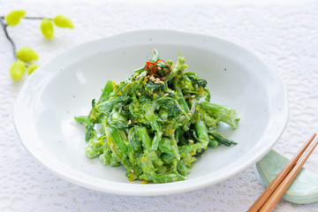 アスパラ菜のからしマヨネーズ和え