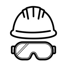 Fototapeta premium helmet glasses outline icon industrial security vector